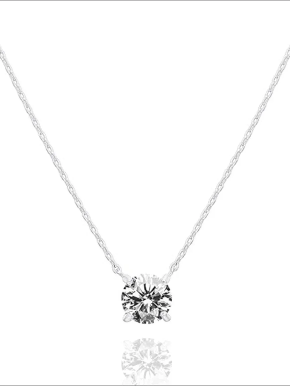 14k Gold Plated 1.5 Carat Cubic Zirconia Solitaire Pendant Necklace